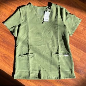 Figs, Dark Olive scrubs top, women’s M
